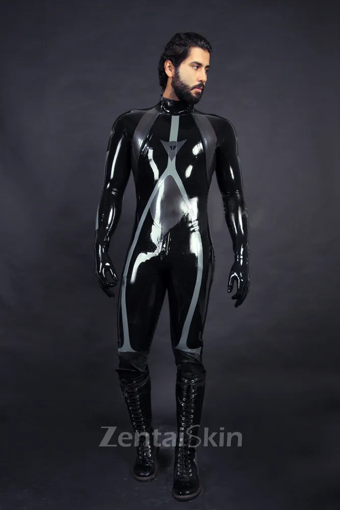 Men Race Suit Latex Catsuit Second-skin Clothing