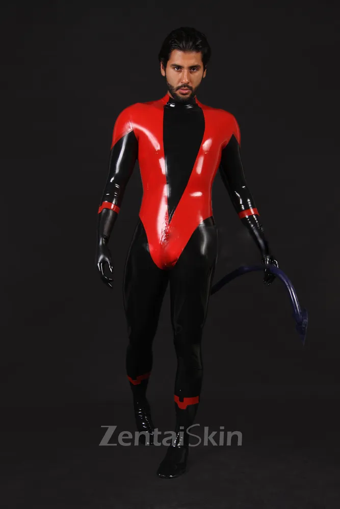 Daredevil Latex Catsuit Second-skin Clothing with Tail