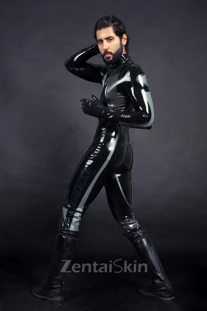 Men Race Suit Latex Catsuit Second-skin Clothing