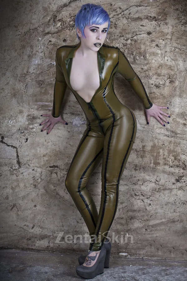 Bust Leakage Slim Latex Catsuit Second-skin Clothing