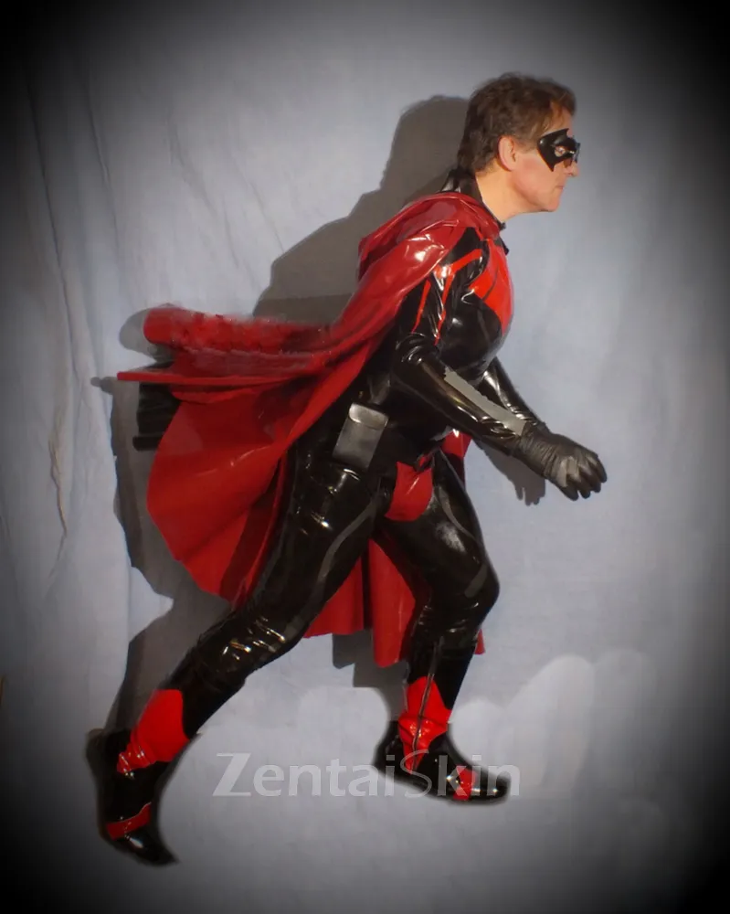 Textured Line Trim Front Zipper Latex Catsuit Second-skin Clothing