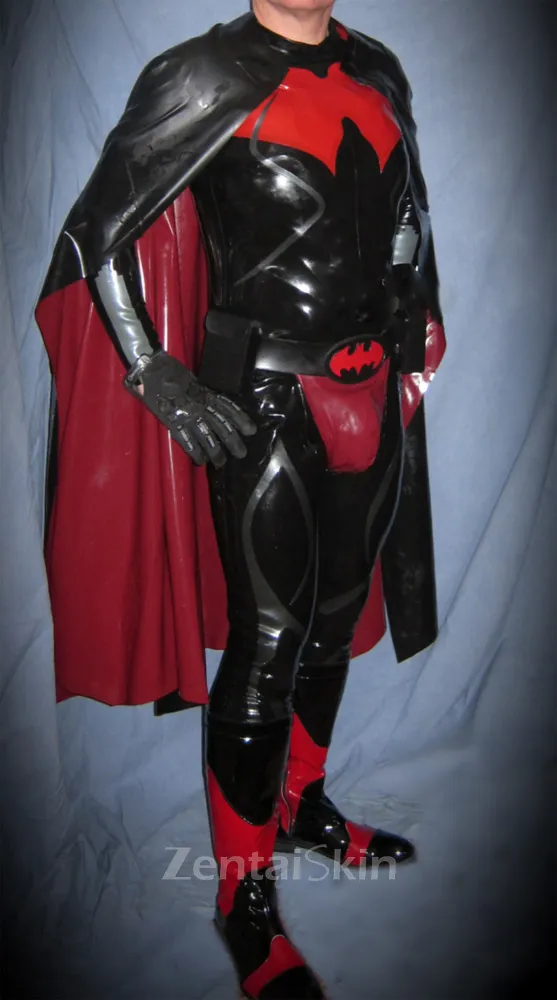 Textured Line Trim Front Zipper Latex Catsuit Second-skin Clothing