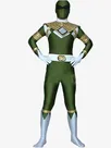 Green and White Zentai Costume Wetlook Shiny Metallic Superhero Catsuit Zentai Skinsuit Second Skin Clothing