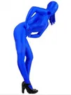 Blue Lycra Spandex Unitard Second Skin Zentai Unisex Zentai with Horse Tail