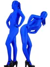 Blue Lycra Spandex Unitard Second Skin Zentai Unisex Zentai with Horse Tail