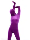 Purple Cotton Lycra Zentai Suit Unisex Catsuit Unitard Second Skin Clothing Party Costume