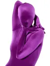 Purple Cotton Lycra Zentai Suit Unisex Catsuit Unitard Second Skin Clothing Party Costume