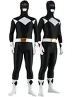 Black with White Power Ranger Halloween Costume Lycra Spandex Skinsuit Unisex Costume Superhero Zentai Catsuit Second Skin Clothing