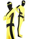 Black with Yellow Lycra Spandex Skinsuit Unisex Superhero Zentai Catsuit Second Skin Clothing Holiday Costume