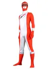 Red and Sliver Gogo Sentai Boukenger Power Rangers Costumes Lycra Spandex Skinsuit Unisex Superhero Zentai Catsuit Second Skin Clothing Holiday Costume