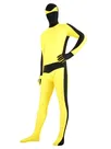 Black with Yellow Lycra Spandex Skinsuit Unisex Superhero Zentai Catsuit Second Skin Clothing Holiday Costume