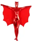 Zentai Costume Wetlook Unitard Skinsuit Shiny Metallic Red Bat Unisex Catsuit Second Skin Clothing Party Costume