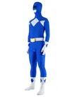 Blue with White Power Ranger Halloween Costume Lycra Spandex Skinsuit Super Hero Unisex Tights Superhero Zentai Catsuit Second Skin Clothing