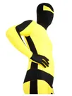 Black with Yellow Lycra Spandex Skinsuit Unisex Superhero Zentai Catsuit Second Skin Clothing Holiday Costume