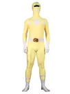Yellow and White Power Ranger Halloween Costume Lycra Spandex Skinsuit Super Hero Superhero Zentai Catsuit Second Skin Clothing