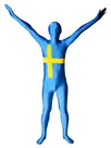 Sweden Flag Pattern Unisex Lycra Zentai Skinsuit Second Skin Suit Sweden Flag Pattern Unisex Lycra Zentai Skinsuit Second Skin Suit