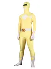 Yellow and White Power Ranger Halloween Costume Lycra Spandex Skinsuit Super Hero Superhero Zentai Catsuit Second Skin Clothing