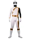 White and Gold Lycra Spandex Morph Second Skin Zentai Costume Wetlook Unitard Skinsuit Shiny Metallic Super Hero Zentai Suit