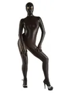 Second Skin Black Zentai Costume Wetlook Unitard Skinsuit Shiny Metallic Zentai Suit
