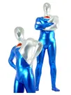 Blue and Silver Zentai Costume Wetlook Unitard Skinsuit Shiny Metallic Unisex Catsuit Second Skin Clothing Party Costume Blue and Silver Zentai Costume Wetlook Unitard Skinsuit Shiny Metallic Unisex Catsuit Second Skin Clothing Party Costume