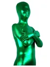 Second Skin Cool Green Zentai Costume Wetlook Unitard Skinsuit Shiny Metallic Unisex Zentai Suit Holiday Costume
