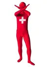 Switzerland Flag Pattern Unisex Lycra Zentai Skinsuit Second Skin Suit Switzerland Flag Pattern Unisex Lycra Zentai Skinsuit Second Skin Suit