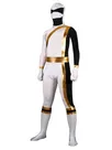 White and Gold Lycra Spandex Morph Second Skin Zentai Costume Wetlook Unitard Skinsuit Shiny Metallic Super Hero Zentai Suit