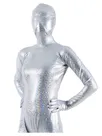Second Skin Quality White Zentai Costume Wetlook Unitard Skinsuit Shiny Metallic Unisex Breathable Zentai