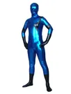 Second Skin Blue and Black Zentai Costume Wetlook Unitard Skinsuit Shiny Metallic Unisex Zentai Suit Holiday Costume