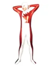 Second Skin Red and White Zentai Costume Wetlook Unitard Skinsuit Shiny Metallic Unisex Zentai Suit Holiday Costume