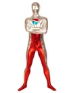 Second Skin Red and Silver Zentai Costume Wetlook Unitard Skinsuit Shiny Metallic Zentai Suit