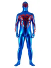 Second Skin Blue and Red Zentai Costume Wetlook Unitard Skinsuit Shiny Metallic Super Hero Zentai Suit