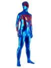 Second Skin Blue and Red Zentai Costume Wetlook Unitard Skinsuit Shiny Metallic Super Hero Zentai Suit