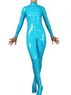 Azure Wetlook Unitard PVC Front Open Unisex Catsuit Second Skin Clothing Party Costume Azure Wetlook Unitard PVC Front Open Unisex Catsuit Second Skin Clothing Party Costume