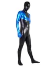 Second Skin Black and Blue Zentai Costume Wetlook Unitard Skinsuit Shiny Metallic Zentai Suit