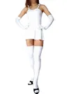 Second Skin Unusual White Zentai Costume Wetlook Shiny Metallic Sexy Dress