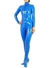 Deep Blue Wetlook Unitard PVC Front Open Unisex Catsuit Second Skin Clothing Party Costume Deep Blue Wetlook Unitard PVC Front Open Unisex Catsuit Second Skin Clothing Party Costume