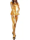 Second Skin Gold Short Sleeves Zentai Costume Wetlook Shiny Metallic Sexy Dress Second Skin Gold Short Sleeves Zentai Costume Wetlook Shiny Metallic Sexy Dress