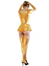 Second Skin Gold Short Sleeves Zentai Costume Wetlook Shiny Metallic Sexy Dress Second Skin Gold Short Sleeves Zentai Costume Wetlook Shiny Metallic Sexy Dress