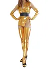 Second Skin Cheap Classic Gold Zentai Costume Wetlook Shiny Metallic Sexy Costume