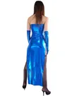 Second Skin Top Blue Zentai Costume Wetlook Shiny Metallic Sexy Dress