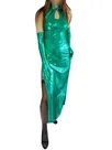 Second Skin Classic Green Zentai Costume Wetlook Shiny Metallic Sexy Dress