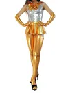 Silver Gold Zentai Costume Wetlook Shiny Metallic Bowknot Mini Skirt Second Skin Clothing Silver Gold Zentai Costume Wetlook Shiny Metallic Bowknot Mini Skirt Second Skin Clothing