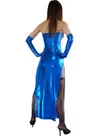 Second Skin Top Blue Zentai Costume Wetlook Shiny Metallic Sexy Dress