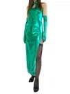 Second Skin Classic Green Zentai Costume Wetlook Shiny Metallic Sexy Dress