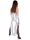 Second Skin Unusual Silver Zentai Costume Wetlook Shiny Metallic Sexy Dress
