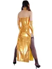 Second Skin Suitable Top Gold Zentai Costume Wetlook Shiny Metallic Sexy Dress