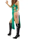 Second Skin Cheap Green Zentai Costume Wetlook Shiny Metallic Sexy Dress