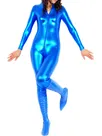 Blue Zentai Costume Wetlook Unitard Skinsuit Shiny Metallic Front Open Unisex Catsuit Second Skin Clothing Party Costume Blue Zentai Costume Wetlook Unitard Skinsuit Shiny Metallic Front Open Unisex Catsuit Second Skin Clothing Party Costume