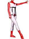 Zentai Costume Wetlook Unitard Skinsuit Shiny Metallic White with Red Unisex Catsuit Second Skin Clothing Party Costume